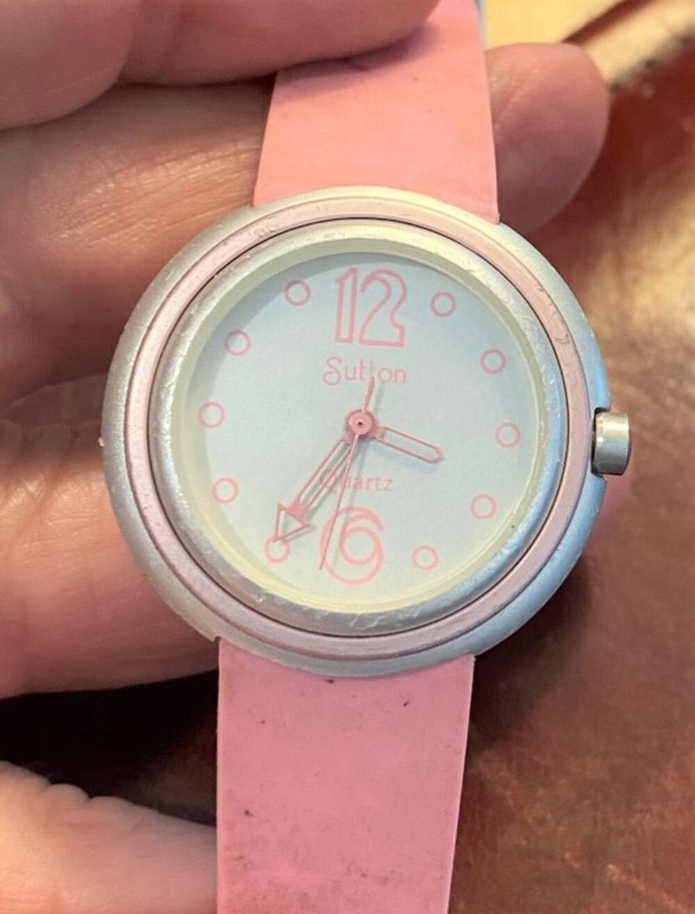 Women's Sutton Watch, Pink Poly Band, Pink and Silver Tone Case